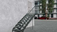 Scarlo 1000 mit 9 Stufen einseitiges Geländer Premium mit Bodenstütze mit Podest