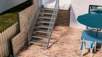 Scarlo 1000 mit 7 Stufen beidseitiges Geländer Premium mit Podest